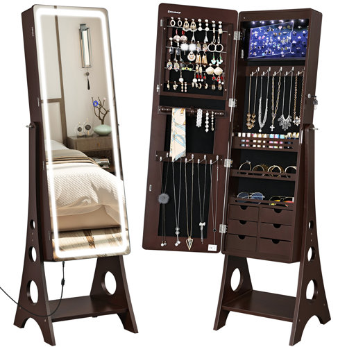 Latitude Run® Glynell 16.1'' Wide FreeStanding Jewelry Armoire with Mirror & Reviews Wayfair